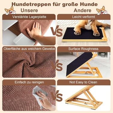 Pet Stairs for Small Dogs and Cats, 4 Steps 50cm High, Dog Stairs, Cat Stairs with Removable, Washable, Portable Pet Stairs for Small Dogs (3 Steps Brown)