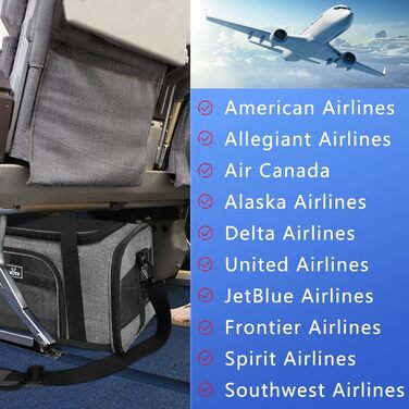 Транспортна переноска для котів та собак, складна, для авіаперельотів, сіра, 45 x 28 x 21 см