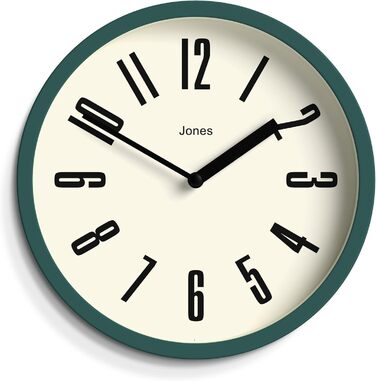 JONES CLOCKS® Hot Tub Wall Clock | Small Retro Round Clock | 20cm | Easy-to-read numbers | Ideal for kitchen, office, kids' room or any small room (Dark Green)