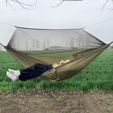 Гамак з москітною сіткою та тентом 300 кг, кемпінговий гамак-намет, ремені для кріплення, набір для біваку, ультралегкий 275x140 см