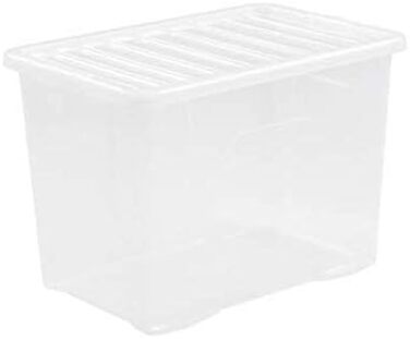 Прозорі пластикові коробки для зберігання Wham Crystal з кришкою, 80 л, набір 5 шт., прямокутні, 60x40x42 см, виготовлені у Великобританії