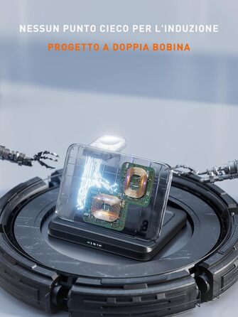 Бездротовий зарядний пристрій TigraTigro 15W Qi, складний, швидка зарядка для iPhone 15/14/13/12, Samsung Galaxy, Google Pixel, тримач для навушників, компактний, сріблястий (W820)