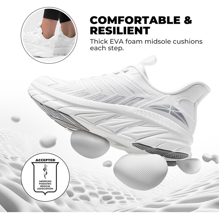 Жіночі спортивні сліпони ALLSWIFIT: зручні, дихаючі, з антиковзкою підошвою, для бігу, тенісу, фітнесу та крос-тренінгу, розмір 40.5 EU, білі