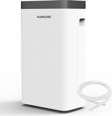 12L/Day Dehumidifier, Electric Dehumidifier with 1.2m Drain Hose, Room Dehumidifier with LED Display, Clothes Drying, Drain Hose, 24H Timer and Defrost, Ideal for Basements, Against Humidity