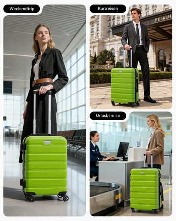 Набір валіз COOLIFE 3 шт. (M, L, XL) з ABS+PC, зелений, з TSA замком та обертовими колесами