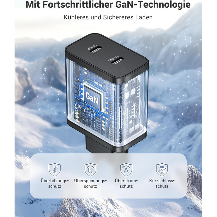 Зарядний пристрій ZKAPOR з 4 USB-C портами, 45W, білий (PD+QC)