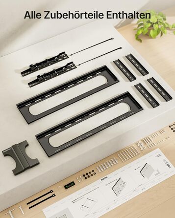 Кріплення для телевізора monTEK Heavy Duty, настінне кріплення для телевізорів 37-140 дюймів, до 136 кг, ультратонкий профіль 32 мм, сумісне з дерев'яними стійками 406/450/600 мм, VESA до 1200x800 мм, регульоване нахилом