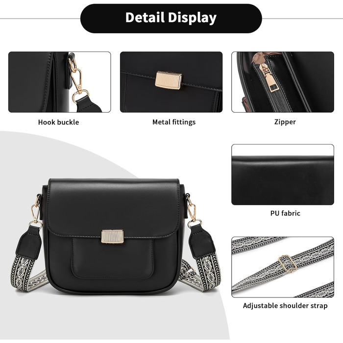 Сумка жіноча Miss Lulu середнього розміру через плече, екошкіра та замша, вінтажний стиль, чорна (2513)