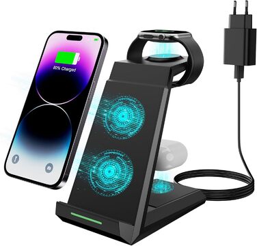 Бездротова зарядка 3-в-1 для Apple Watch, iPhone та AirPods Pro (білий/чорний)