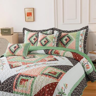 Комплект ковдри King Size у стилі фермерського дому BEDIFANY, 3 шт. (98 x 106 дюймів), м'який, легкий, для всіх сезонів