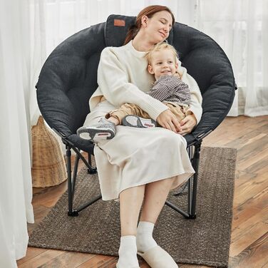 Крісло-місяць EVER ADVANCED Luxus XXL для кемпінгу, складне, до 150 кг, чорне. З подушкою, для саду, балкону, приміщення.