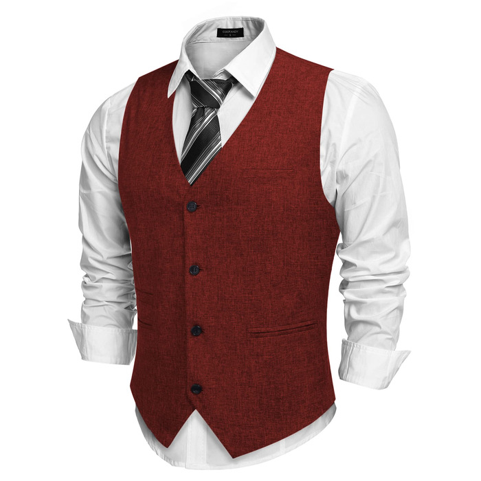 Жилет чоловічий COOFANDY Casual Business Slim Fit, бордовий (4XL)