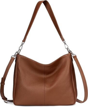 Сумка жіноча шкіряна Befen Shopper Hobo середнього розміру, коричнева (A-braun) з 2 ремінцями