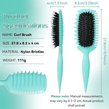 Щітка для локонів Lockenbürste: антистатична стилінг-щітка з вентиляційним дизайном для мокрого та сухого волосся, ідеальна для кучерявого волосся та створення об'єму (зелена)