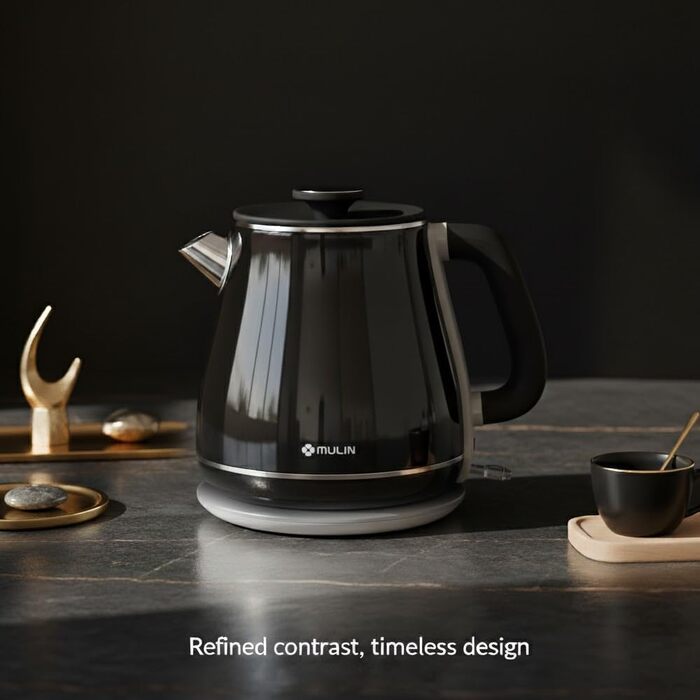 Електричний чайник MULIN Retro, 1.8 л, 2200 Вт, Швидке кип'ятіння, Автоматичне відключення, Чорний