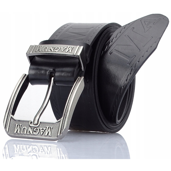 Чоловічий шкіряний ремінь Arius Magnum, чорний, 3,9 см, класична пряжка