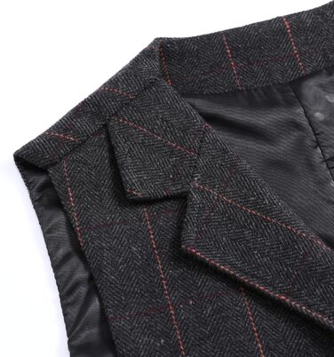 Чоловіча жилетка в клітинку 'Риб'яча клітка' - костюмна жилетка, чорна, розмір XXL