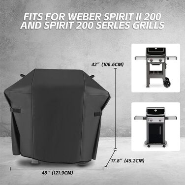 Чохол для гриля Weber Spirit 200/E210/S210/E21, водонепроникний, UV-захист, 600D, для 2-пальникового газового гриля