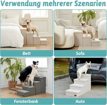 Сходинки для собак маленьких порід зі зберіганням, широкі, складані для ліжка та дивану, з неслизьким покриттям, вологостійкі (4x72x42.5см), розмір 4x72x42.5см (Бежевий, 4, 43x97x56см)