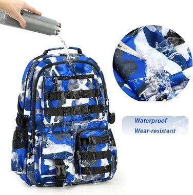 Шкільний рюкзак для хлопчика-підлітка, водонепроникний, світлий, синій