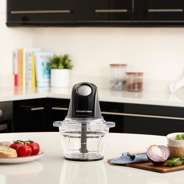 Кухонний міні-подрібнювач Russell Hobbs 27131-56, 350W, нержавіюча сталь, 1л, 2 швидкості, для овочів, фруктів, м'яса, чорний