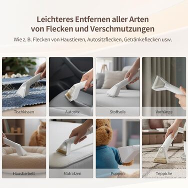 COCEAN Попиховий пилосос, мийка килимів, волого-сухий пилосос, 18Kpa для м'яких меблів, килимів, автосидінь та диванів, білий