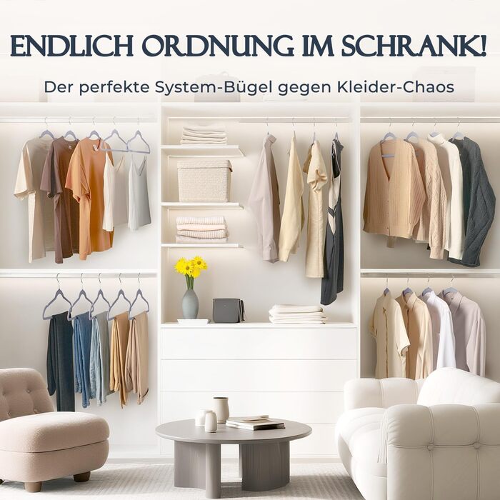 В'язки для одягу з велюру, 20 шт. - В'язки для одягу, економія місця, неслизькі, міцні, 360° обертання - для сорочок, костюмів, светрів, штанів, сірі