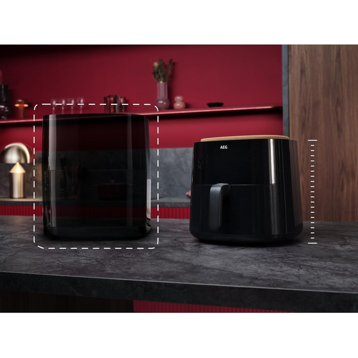 AEG AAF7B Hot Air Fryer / IF Design Award 2024 / Little to no oil / 8 programs / programmable / preheat function / 6.8l / dishwasher-safe / heat protection / flip reminder / black, 6.8l capacity, Series 7000