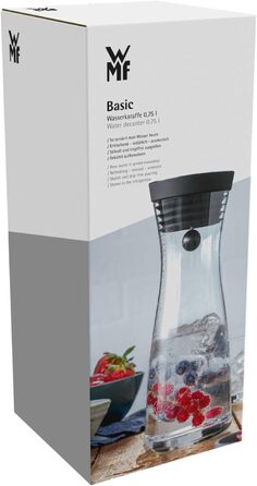 WMF Basic Glass Water Carafe 0.75 liter, Glass Carafe with Lid, Silicone Lid, CloseUp Closure