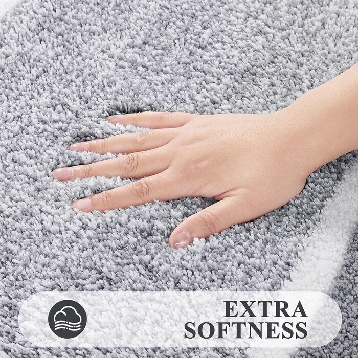 Килимок для ванної кімнати SHACOS: неслизький, м'який, водопоглинаючий, машинного прання, 45x65+50x60 см (Світло-сірий)