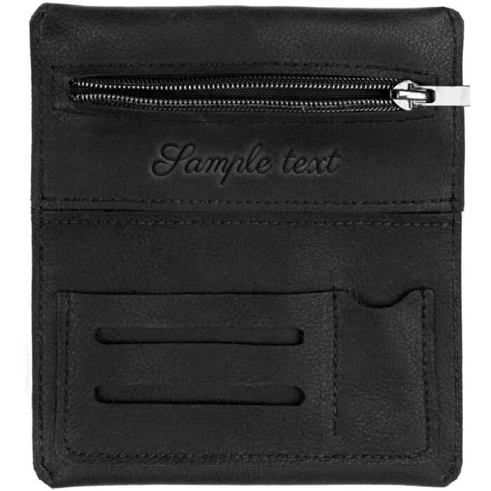 Simaru Personalized Tobacco Pouch with Engraving, Leather for 30g Tobacco Bag, Genuine Leather Rolling Pouch including Filter Compartment and Crimper Holder (Dark Gray) (Black Engraving)