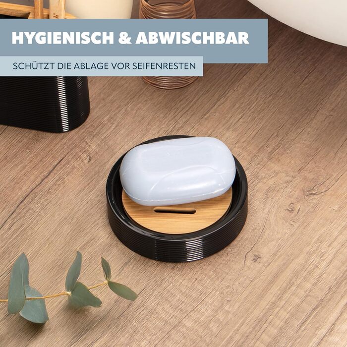 Підставка для мила Bremermann Segno з бамбука та пластику (чорна)