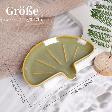 Керамічна мильниця з піддоном ANTIS'S HOME, Зелений милотримач на магнітній основі для ванної, душу та умивальника, Сучасний декор для ванної кімнати