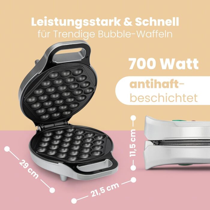Clatronic Bubble Waffle Maker - 700W Rotating Waffle Iron with Non-Stick Surface | WA 3772