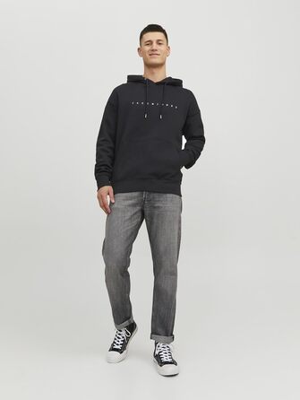Чоловічий худі Jack & Jones JJestar JJ Sweat Hood, Relaxed Fit, чорний
