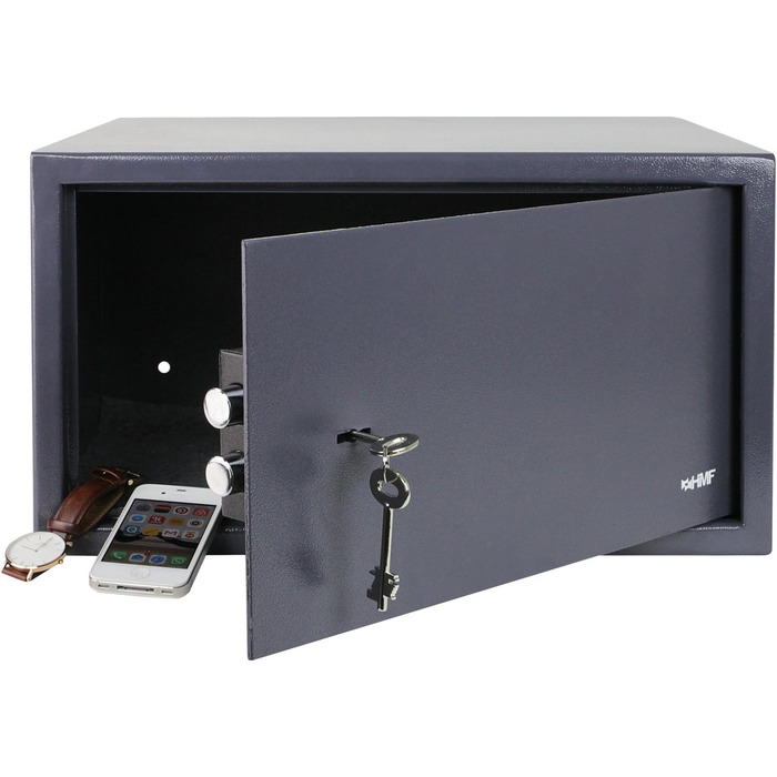 Шафа-сейф HMF 49200-11 з ключем, меблевий сейф | 45 x 25 x 36,5 см, антрацит
