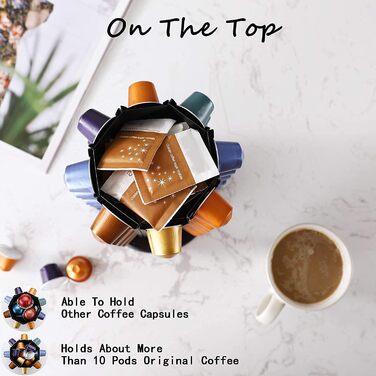 Тримач для капсул кави Bagoo Nespresso з обертанням на 360° та додатковим відсіком для капсул (40+)