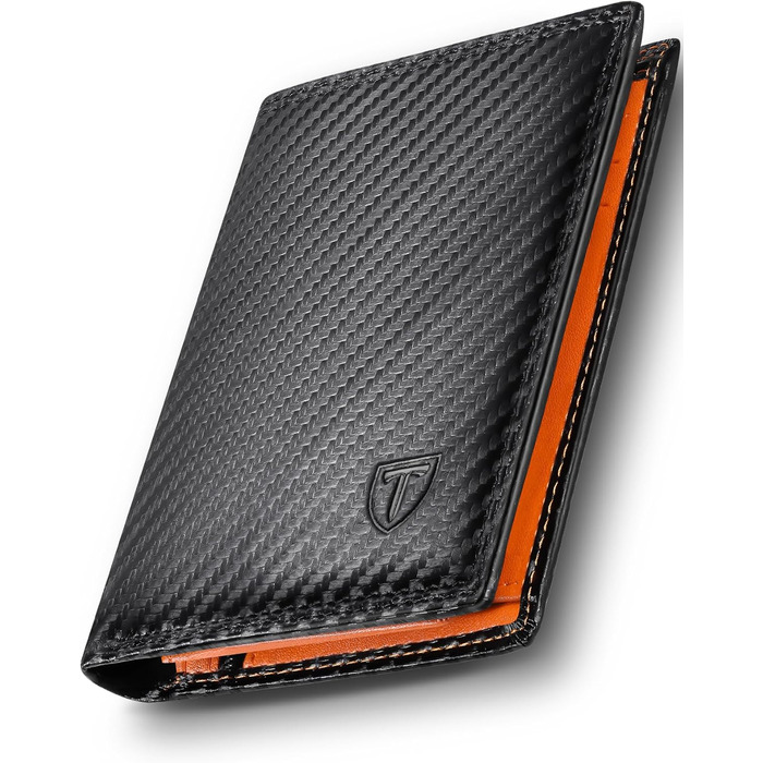 Чоловічий гаманець з карбонової шкіри з RFID-блокуванням, 13 відділень для карток, велика кишеня для монет, 2 відділення для купюр, місткий, мінімалістичний подарунок