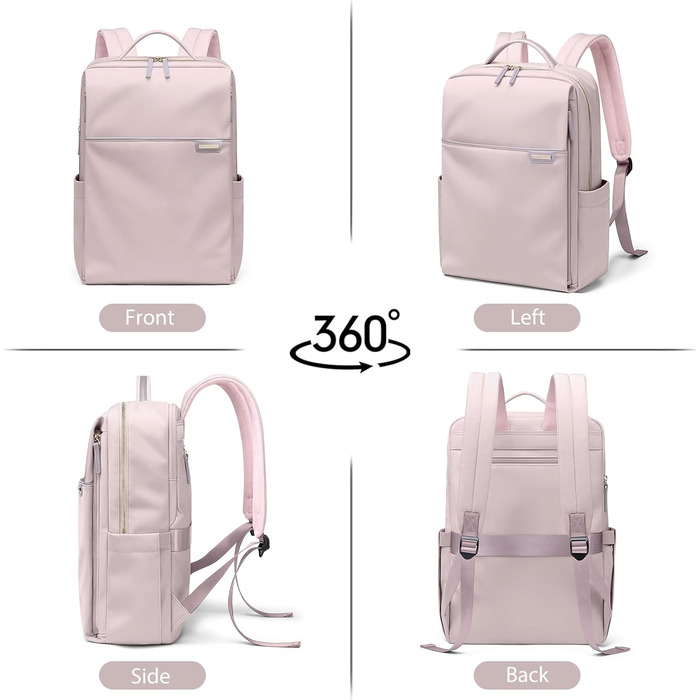 Рюкзак для ноутбука 16 дюймів, водонепроникний, для чоловіків та жінок, для школи, подорожей та велосипеда (Сірий, Рожевий)