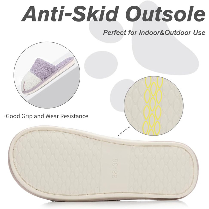 Теплі плюшеві тапочки для дому з принтом лапок собак - жіночі та чоловічі, неслизькі, кольору лавандовий, розмір 36/37 EU