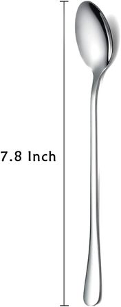 Набір ложок HOMQUEN (8 шт.) з довгим руків'ям: кавові, для коктейлів, чайні, з нержавіючої сталі (сріблясті)