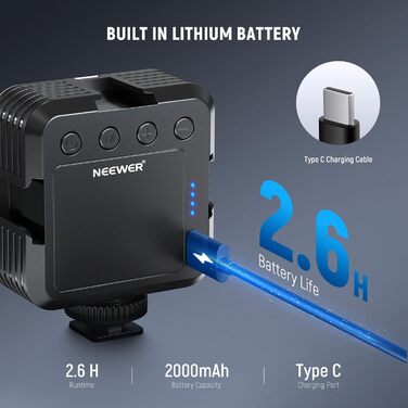 NEEWER NL-36AI RGB LED панель для відеозйомки: 8W, 2700K–7500K, регульоване RGB освітлення, 4000mAh, металева, для DSLR, стрімінгу