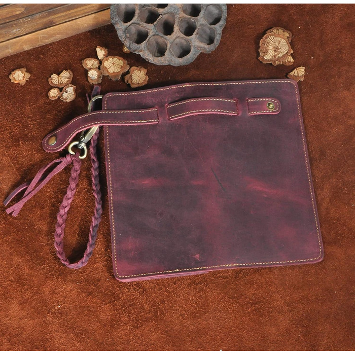 Le'aokuu Men's Genuine Leather Wallet Organizer Double Checkbook Bifold Wallet Pattern Business Money Clip 3377