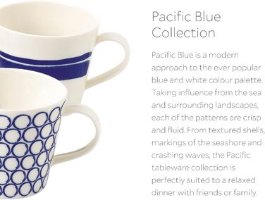 Royal Doulton Pacific 9 cm Porcelain Pacific Cups, 6 Pieces, Blue, 13.72 cm, 6