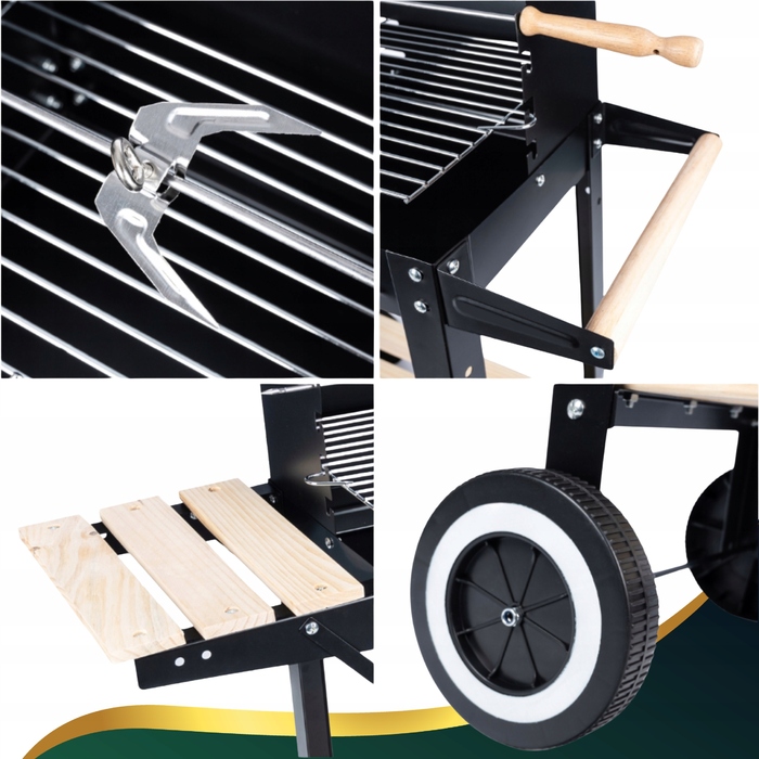 Великий вугільний садовий гриль BBQ XL на колесах з регулюванням та рожном