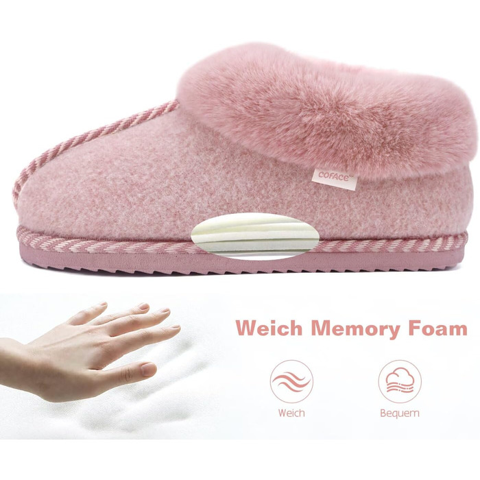 Домашні тапочки COFACE для жінок, зручні, з піною Memory Foam, з фетру, зимові, розмір 36-43 (рожеві, 41 EU)