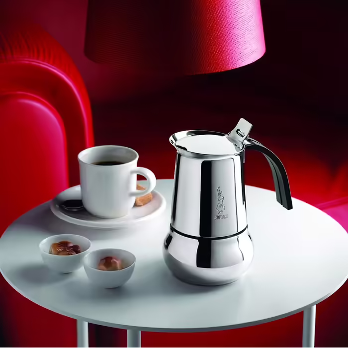 Bialetti Kitty Coffee Maker with Induction Base, Stainless Steel, Silver, 10 Cups