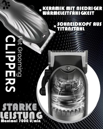 Професійна машинка для стрижки собак з щільним хутром, бездротова, тиха, з LED-дисплеєм, для довгого, товстого, тонкого, кучерявого та хвилястого хутра