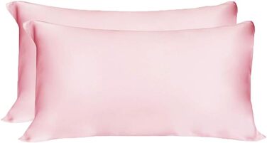 LULUSILK 16 Momme 100% Silk Pillowcase Hair and Skin Care Pillow Cover Wrinkle-Resistant 2 Pieces 40x80cm Pink