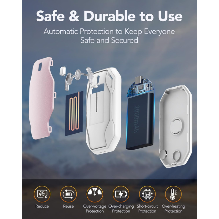 Електричні грілки для рук PHEJIE, 2 шт. - 3 режими нагріву, портативні, для активного відпочинку, кемпінгу, подарунок для жінок та чоловіків (рожево-білі)